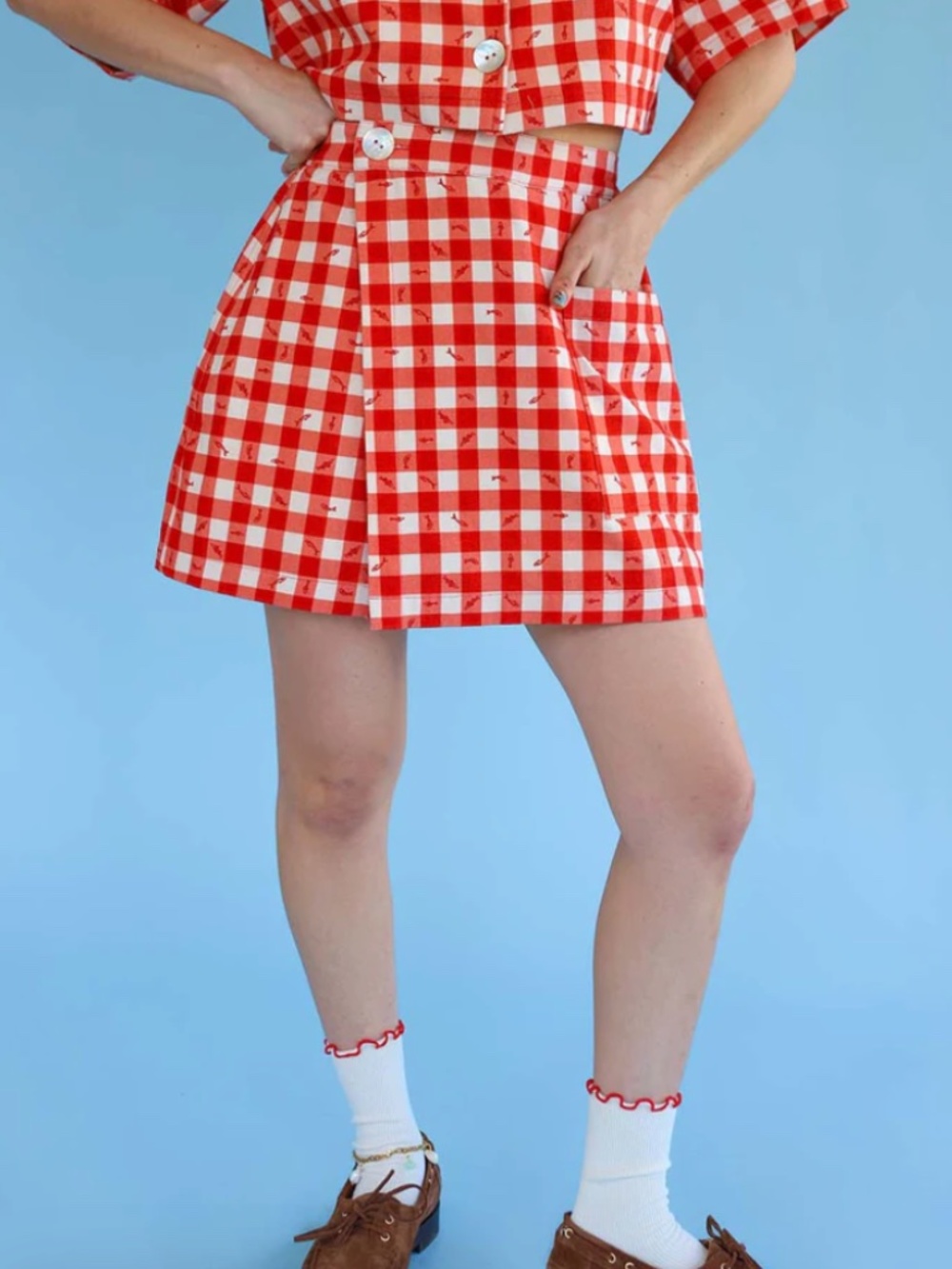 NEW: Noble Shell Utility Skort | Color: Gingham Fishies Print | XL - Picture 3 of 8
